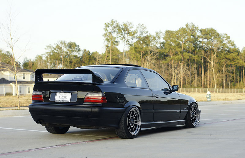 E36 M3 Bumpers and a LTW Wing gives this E36 a track like appearance. 